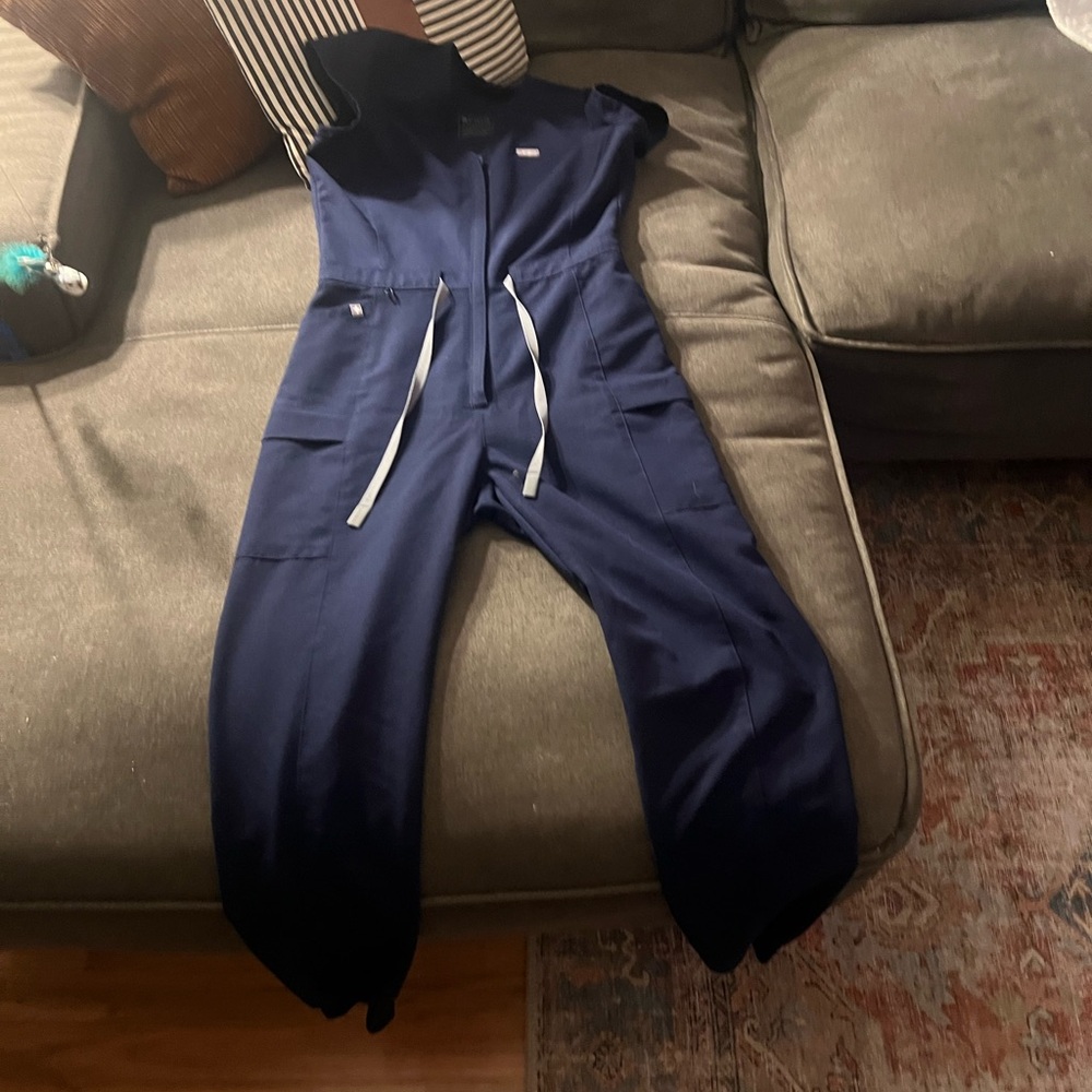 Figs Deep Blue Women's Jumpsuit with White Accents